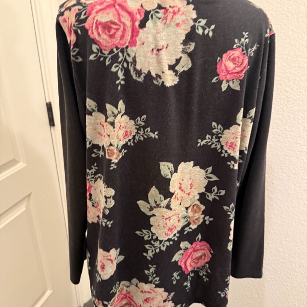 ALYX Black Floral Print Long Sleeve boho top - Picture 4 of 6